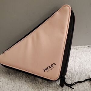 Prada Triangular Toiletry Bag - Light Pink and Black